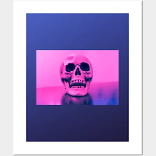 pink skull on table Posters and Art